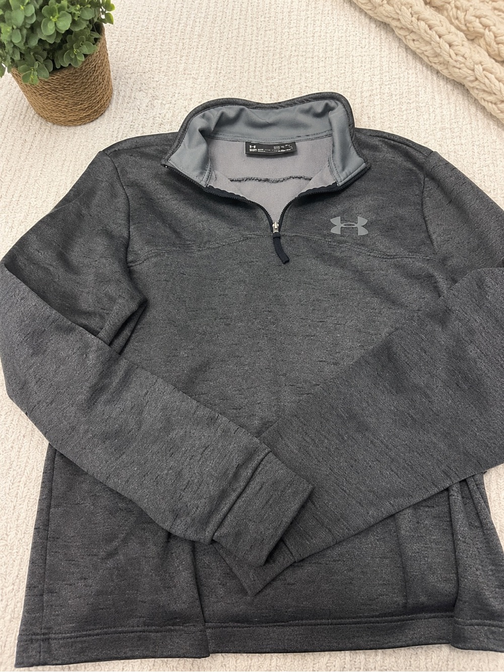 Under Armour ColdGear Men’s Small Gray Loose Fit 1/4 Zip Fleece Pullover
